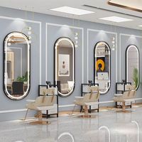 Miroir de salon de coiffure à LED, sur pied ou mural, spécial pour la coiffure, la permanente, la coloration, miroir de barbier