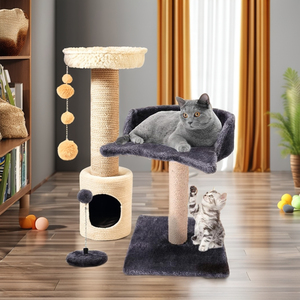 Colonne à gratter en sisal naturel plateforme en peluche <span class=keywords><strong>chaton</strong></span> chat jouet interactif grand cadeau animaux suspendus jouet balle chat colonne à gratter - Product Image 3