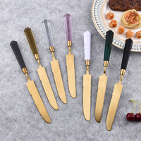 Ensemble de couverts en acier inoxydable 304 de haute qualité avec manche en plastique arylique de couleur claire ou unie couteau de table fourchette et cuillère
