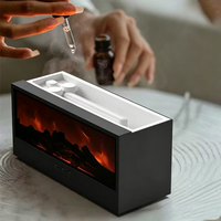 Humidificateur d'ambiance 3D à effet flamme de cheminée, design charbon simulé, humidificateur de bureau, diffuseur d'huiles essentielles pour la maison