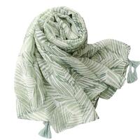Style ethnique bleu blanc motif géométrique écharpes en coton pour dames musulmanes écharpe en voile de coton châle de plage écharpe Hijab avec pompon