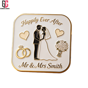 Magnete per Frigorifero in Metallo Smaltato Personalizzato '<span class=keywords><strong>Mr</strong></span> & Mrs' per Matrimonio, 'Happily Ever After', Produzione da 12 Anni - Product Image 5