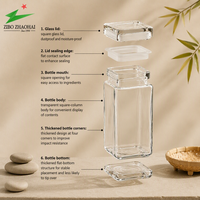 Boîtes de conserve transparentes hermétiques pour la cuisine Boîte de conservation des aliments Ensemble de récipients de cuisine Bocaux en verre Bouteilles et bocaux empilables Verre carré