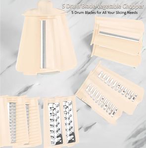 5 Adjustable Blades Tools <b>Multi</b>-<b>function</b> Manual Drum Nut Cheese Mandoline <b>Cutter</b> Fruit Rotary <b>Vegetable</b> Grater Chopper - Product Image 4