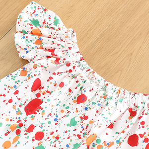 Vêtements d'été pour enfants, haut à épaules dénudées et short en jean, ensemble 2 pièces pour fille de 4 ans - Product Image 3