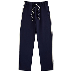 Pantalon et sweat à capuche de marque à deux rayures à blocage de couleur 2025 ensemble décontracté en coton éponge printemps-automne - Product Image 1