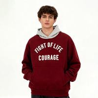 Sudadera con Capucha de Algodón con Bloques de Color, Diseño de Corazón, Estilo Casual Holgado, Juvenil, Unisex, Moderno y Urbano