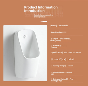 Urinoirs sans eau en céramique à montage mural, à chasse <span class=keywords><strong>d</strong></span>'eau par gravité, pour hôtels et hôpitaux, design moderne, <span class=keywords><strong>urinoir</strong></span> pour hommes - Product Image 6