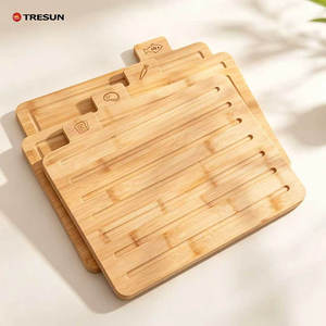 Ensemble de 4 planches à découper en bambou avec support, ensemble de planches à découper en bois avec support - Product Image 3