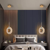 Lampe suspendue LED moderne simple minimaliste nordique en fer doré à hauteur réglable pour chambre principale éclairage de chevet tailles moyennes