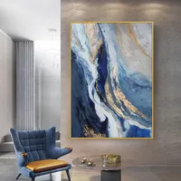 Décoration murale personnalisée pour hôtel, maison, salon, couloir, hall d'entrée, œuvre d'art moderne, peinture à l'huile à feuille d'or peinte à la main