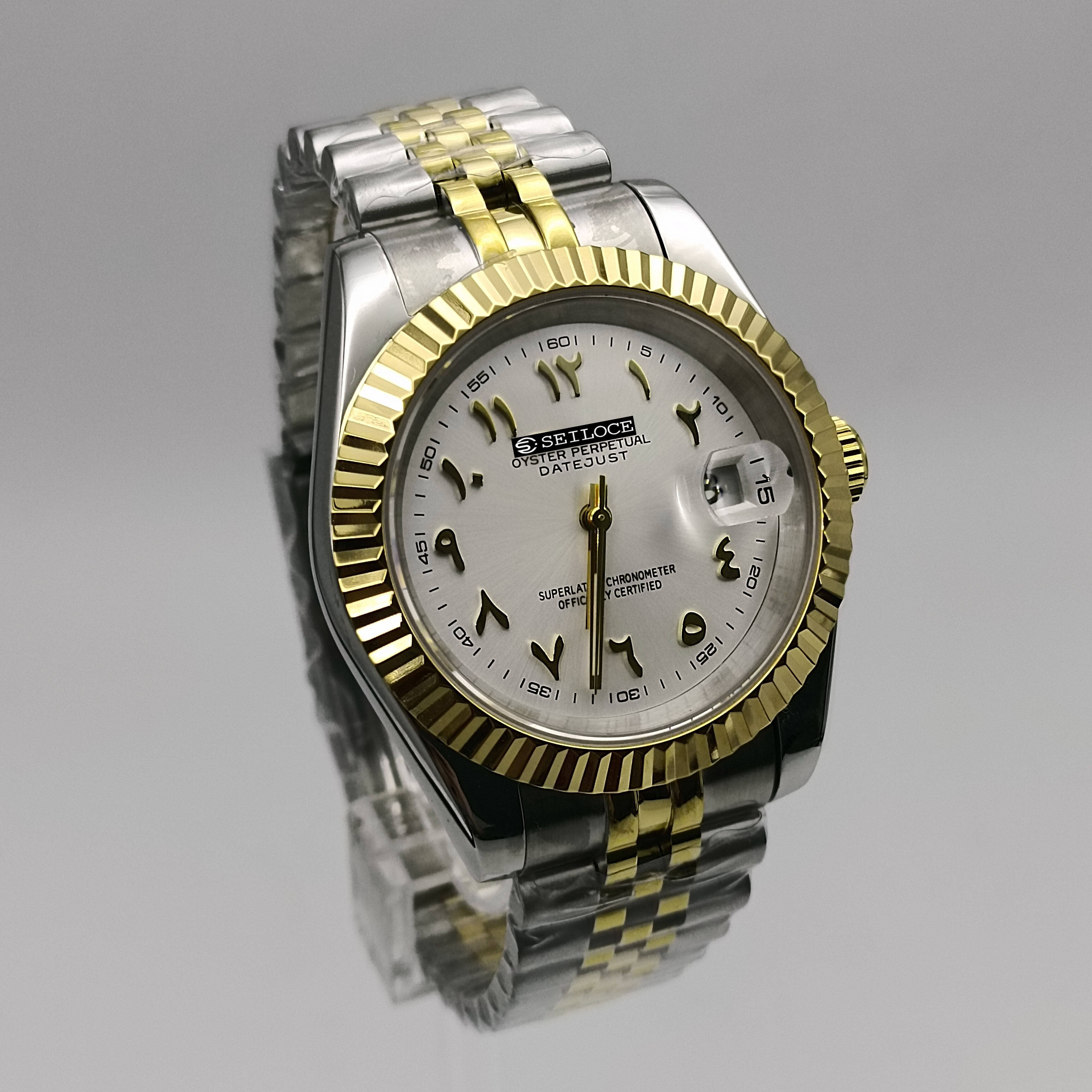Gold Silver Case+White Dial
