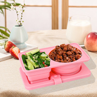 Boîtes à collation réutilisables en silicone de qualité alimentaire à double compartiment avec couvercles, boîte à collation pour vinaigrette, sauce et assaisonnement