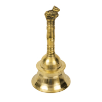 Grande cloche traditionnelle en laiton avec idole Nandhi, finition antique, Ghanti de temple, idéale pour les rituels de Mandir Vastu à domicile