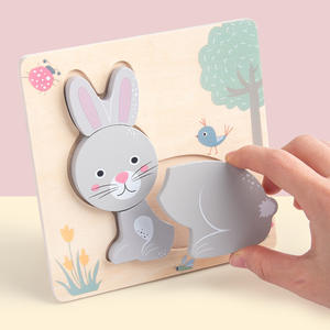 Puzzle en <span class=keywords><strong>bois</strong></span> éducatif Montessori, animaux de dessin animé en 3D, pour les enfants de 2 à 7 ans, jouet d'apprentissage cognitif - Product Image 4