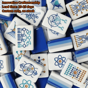 Jeu de Mahjong de luxe en acrylique bleu marine, 160 tuiles gravées sur mesure à 4 couches, idéal pour les voyages et les réceptions haut de gamme - Product Image 1