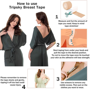 Boob Tape BoobTape Bande de corps imperméable à la sueur Lifting des seins Forme de poussée Soutien-gorge collant Boob Tape Boobtape pour le lifting des seins - Product Image 5