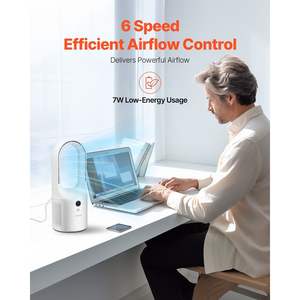 Ventilador portátil sin aspas de 12,99 \ "Ventilador de mesa silencioso de 6 velocidades para dormitorio y oficina Ventilador de escritorio portátil - Product Image 2