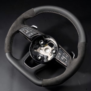 พวงมาลัยคาร์บอนไฟเบอร์หนังสำหรับรถ <span class=keywords><strong>Audi</strong></span> R8 TT <span class=keywords><strong>Mk2</strong></span> B8 RS <span class=keywords><strong>TTS</strong></span> ttrs RS3 RS6 RS4 RS5 RS7 A3 D3 A4 A5 A6 A8 Q7 Q5 - Product Image 3