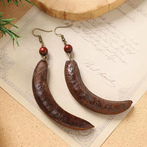 Bijoux à thème végétal et fruité, boucles d'oreilles rétro faites à la main en forme de châtaignes naturelles - Product Image 4