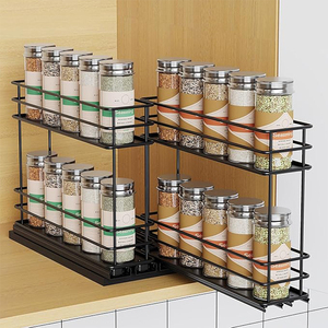 Support magnétique d'angle pour pots à épices de cuisine, ensemble de pots à épices, support unique à 2 niveaux pour réfrigérateur, organisateur de cuisine - Product Image 2