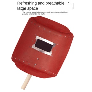 Yonglei, máscara de soldadura semiautomática roja de mano, borde de <span class=keywords><strong>aluminio</strong></span> grueso clásico, cascos protectores impermeables, 1 año - Product Image 4