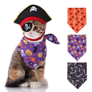 Disfraz de pirata caribeño con estampado de esqueleto, sombrero, disfraz de pirata, decoraciones para Cosplay, gato, perro, conjunto de Bandana - Product Image 1