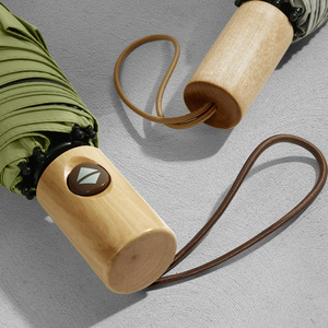Sunday Classic 3-Paraguas plegables Mango de madera de alta calidad con marco de metal Material Pongee para días lluviosos y soleados para adultos - Product Image 3