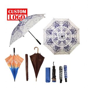 Manche en fibre de carbone Qualité personnalisée Gentleman Style Coupe-vent Uv Parasol <span class=keywords><strong>Canne</strong></span> <span class=keywords><strong>Parapluie</strong></span> de golf pour hommes Parapluies personnalisés avec logo - Product Image 1