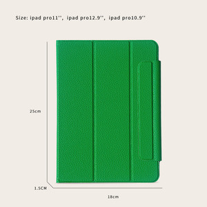 Étui de protection de luxe en cuir véritable/PU <span class=keywords><strong>vert</strong></span> texturé pour <span class=keywords><strong>iPad</strong></span> 10e génération avec logo personnalisé et bord pliable en cuir - Product Image 6