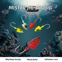 Jig métallique 80g avec tête plombée pour la pêche en eau salée, le jigging en haute mer, le saumon, le maquereau, le bar et le requin, pour la pêche en lac et en rivière
