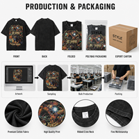 Kaos Rajut Pria Musim Semi Musim Panas Trendi Motif Batik Baru Efek Usang Lengan Pendek 100% Katun Cetak Karakter Anime