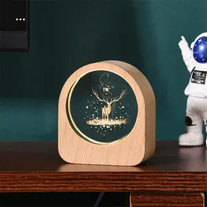 RGB sfera di cristallo decorativo pianeta globo 3D sistema solare inciso a Laser lampada da tavolo Custom Led luce notturna per bambini