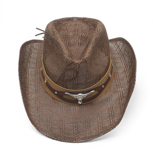 Cappello di Paglia da Cowboy Classico di Alta Qualità con Bordo Largo e Patch Ricamata, per Estate e Spiaggia, Personalizzabile con Logo - Product Image 4