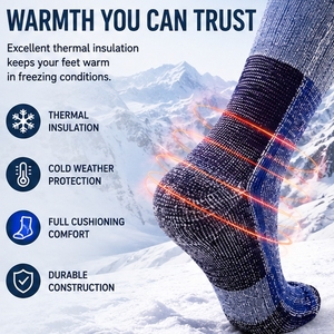 Calcetines de Senderismo 100% Lana Merino, Calcetines Térmicos de Invierno para Trekking, Esquí y Actividades al Aire Libre, Calcetines Acolchados para <span class=keywords><strong>Botas</strong></span>, Logotipo Personalizado, OEM, Venta al Por Mayor - Product Image 3