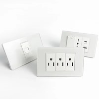Prise murale américaine en verre trempé 118*75mm, prise USB thaïlandaise blanche avec double port USB Type-C, interrupteur lumineux 110V