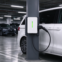 Chargeur mural AC 7 kW, station de recharge simple pour voiture électrique avec lumière LED verte, câble Type 2, étanche IP65, utilisation en extérieur