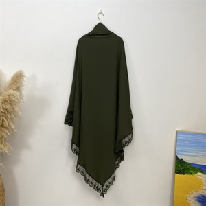 2306 #   Nouveau Khimar de prière en tissu Nida monocouche avec bordure en dentelle, col et 4 ceintures, pour femmes modestes, idéal pour l'Aïd, 13 couleurs - Product Image 5