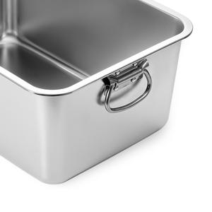 Plateau de Service Rectangulaire en Acier Inoxydable 304 avec Poignées et Couvercle, Bac Profond à Bord Roulé pour Buffet et Usage en Cuisine - Product Image 3