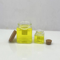 Pot en verre carré transparent avec bouchon en liège naturel pour le stockage d'échantillons d'épices et d'herbes