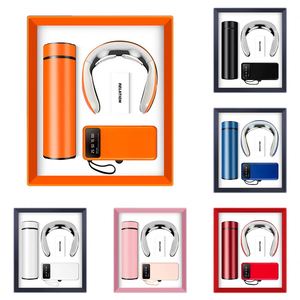 3 in 1 Stainless Steel Vacuum Flask Neck Massager Power Bank with Phone Stand Personalized Luxury Business Corporate Gift <b>Set</b> - Product Image 2