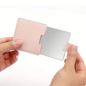 Cute Square Stainless Steel Pocket Pu Leather Case Mini Makeup Mirror Portable Beauty Cosmetic Mirrors Welcome <b>Gift</b> Women - Product Image 5