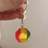 Porte-clés publicitaire en cristal lumineux LED gravé avec logo, vente en gros d'usine, idéal pour cadeau d'anniversaire