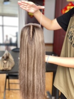 Topper de cheveux vierges SHY, entièrement noué à la main, nœuds invisibles de qualité supérieure, cheveux raides, texture douce et fine, fournisseur pour salons