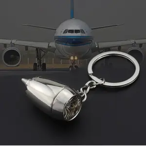 Promotional Gifts Aviation Souvenir Custom Laser Engrave Logo Bag Charms 3D Shaped Mini Metal Airplane Engine Keychain