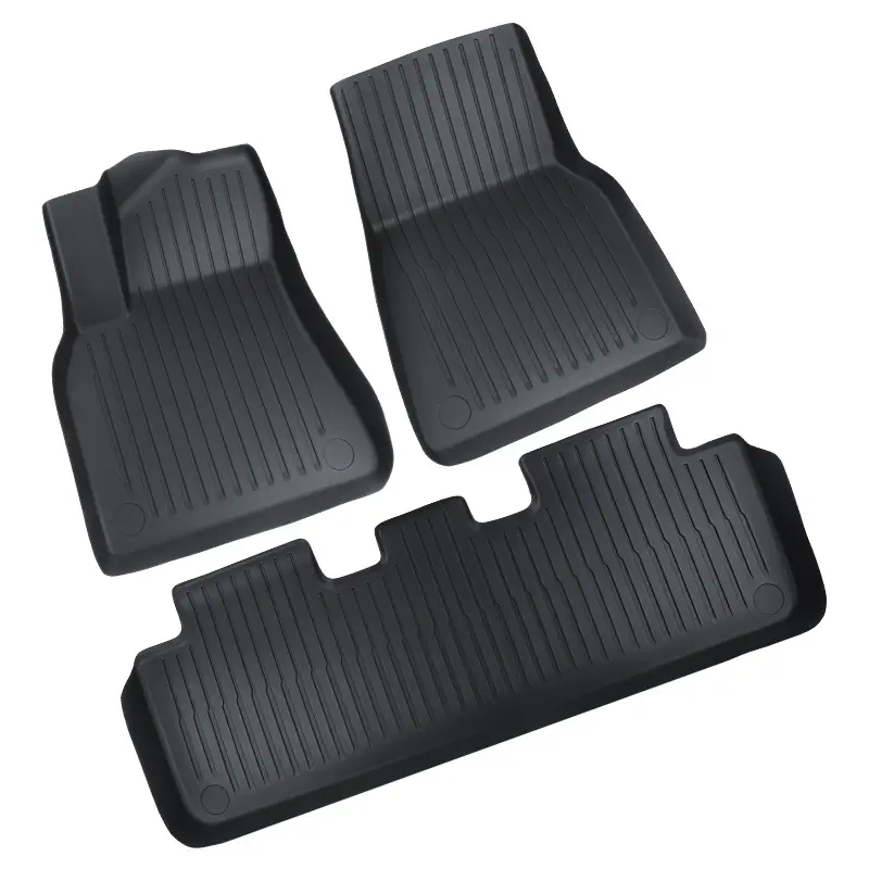 Tapis de sol pour Tesla modèle Y 3, Rhd, 3 pièces, personnalisé, Tpe, tapis de voiture, coussin de coffre, outils, tapis, Protection d'usine, conduite à droite