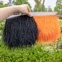 1M de plumes d'autruche blanches teintées et duveteuses, franges de 8-10cm, ruban de plumes pour décoration de mariage, fête, robe, vêtements, couture et artisanat