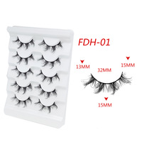 Lot de 5 paires de faux cils en vison synthétique effet renard, cils en bande 3D volumineux en soie effet œil de chat, boîte personnalisée marque privée