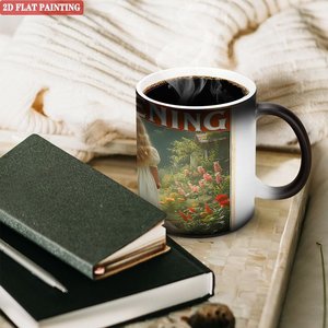 Mug en céramique noir givré de 11 oz, tasse sensible à la chaleur pour sublimation, design jardinage - Product Image 3