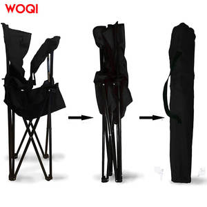 Silla plegable ligera para acampar al aire libre Woqi, silla de playa con portavasos y bolsillos de almacenamiento, color negro - Product Image 3
